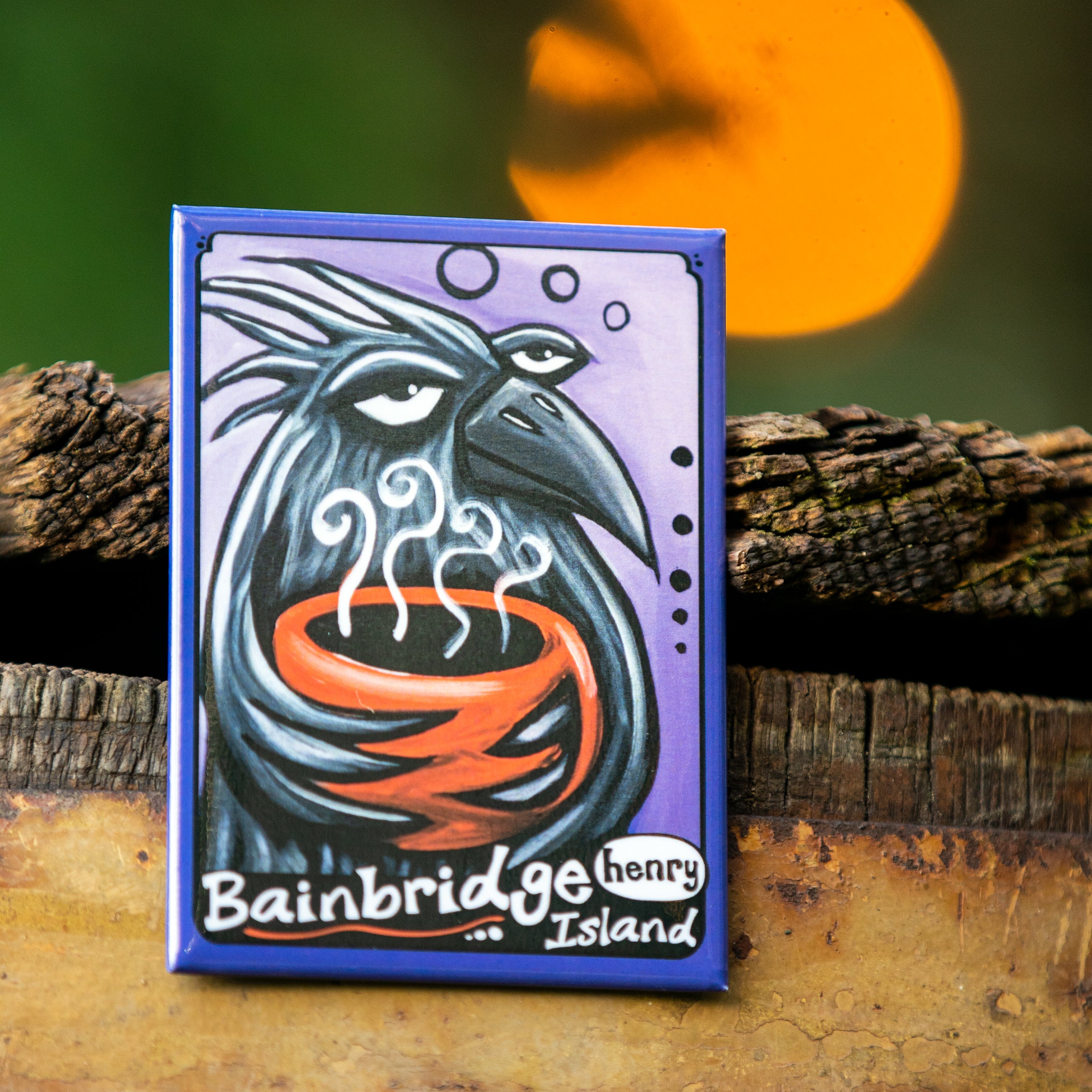 Raven with Coffee Magnet