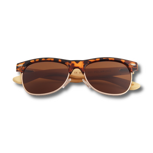 Real Bamboo Tortoise Frame Browline Style RetroShade Sunglasses by WUDN