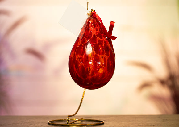 Blown Glass Ornament - Red Pear
