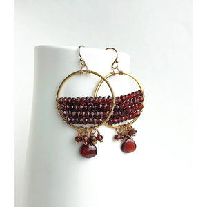 Red Garnet Circle Earrings