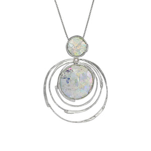 Roman Glass 2-Piece Necklace with Sterling Concentric Circle