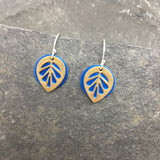 Small Brass Leaf Earrings (Various Colors)