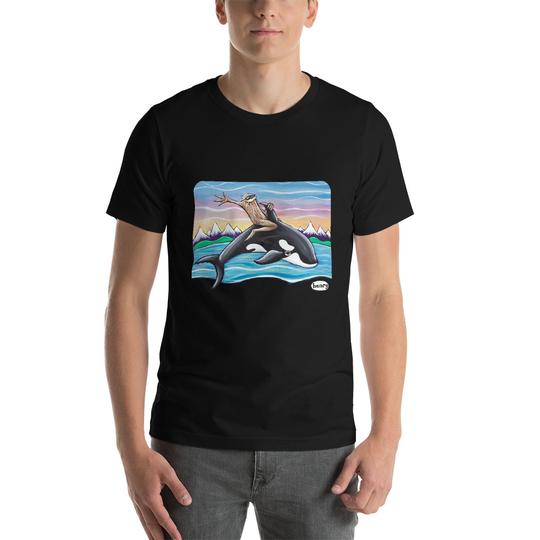 Sasquatch Riding Orca Unisex T-Shirt