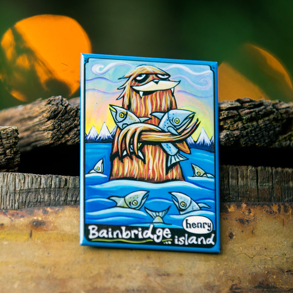 Sasquatch Hugging Salmon Magnet