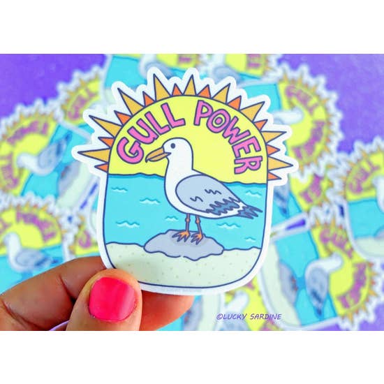 Seagull Gull Power Girl Power Ocean Vinyl Sticker