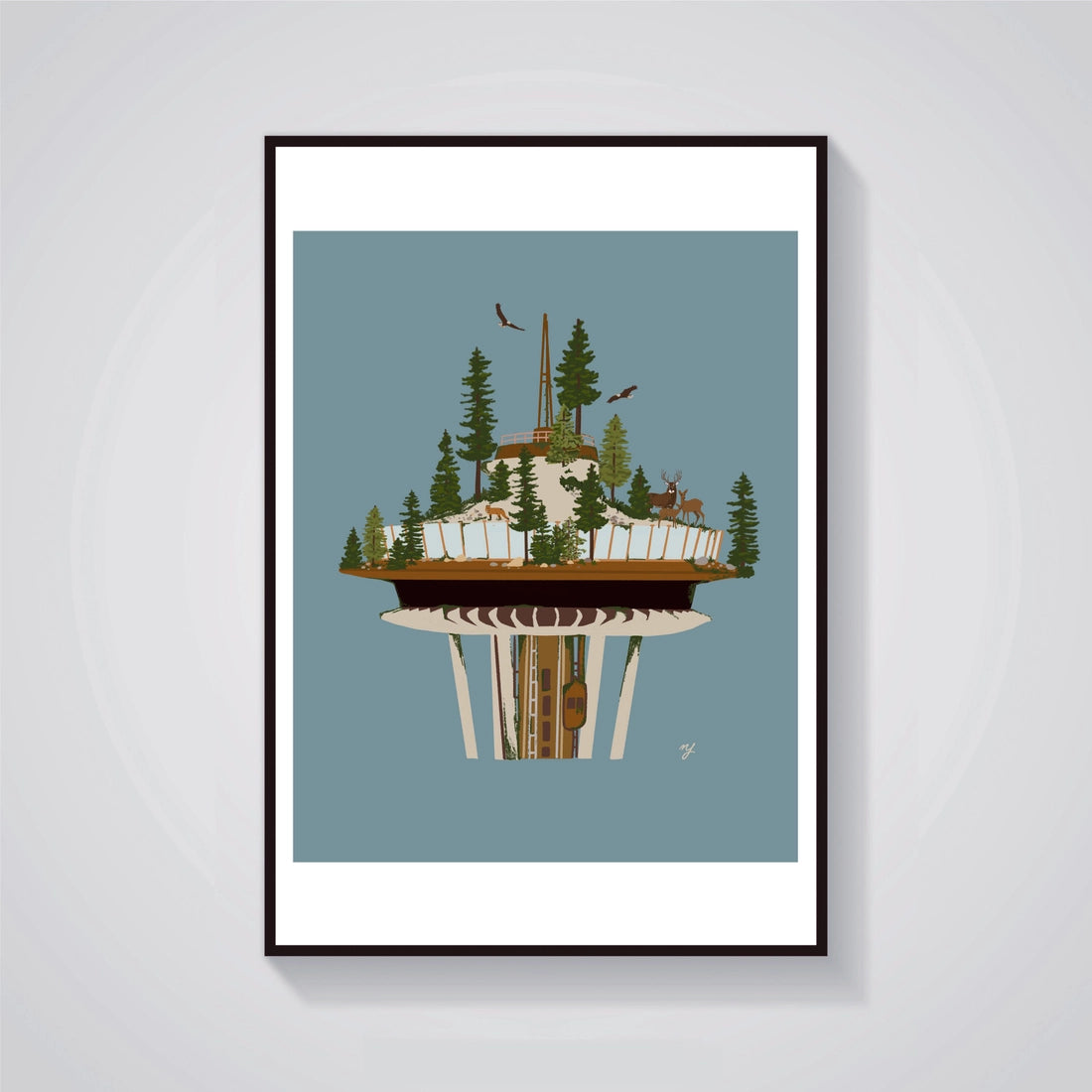 Seattle Overgrown Space Needle Giclee Print