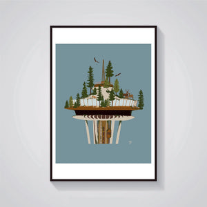 Seattle Overgrown Space Needle Giclee Print