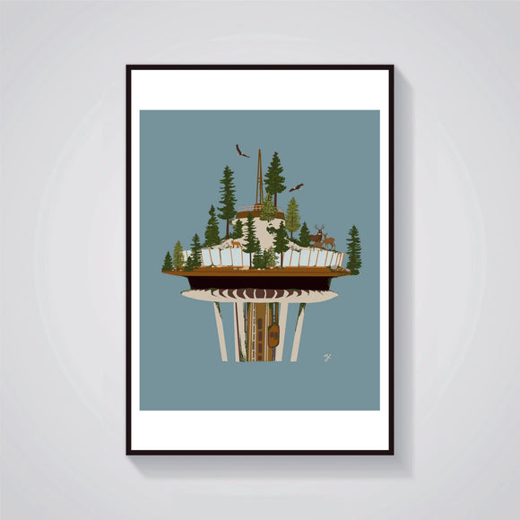 Seattle Overgrown Space Needle Giclee Print