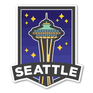 Seattle Space Needle Night Badge Acrylic Magnet
