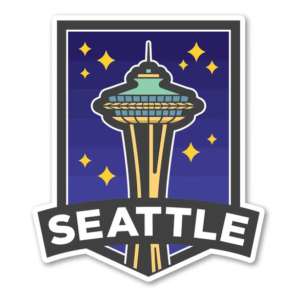 Seattle Space Needle Night Badge Acrylic Magnet