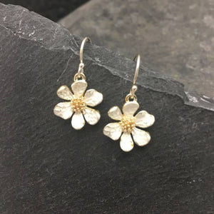 Silver Hammered Flower Earrings