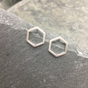 Silver Hexagon Studs