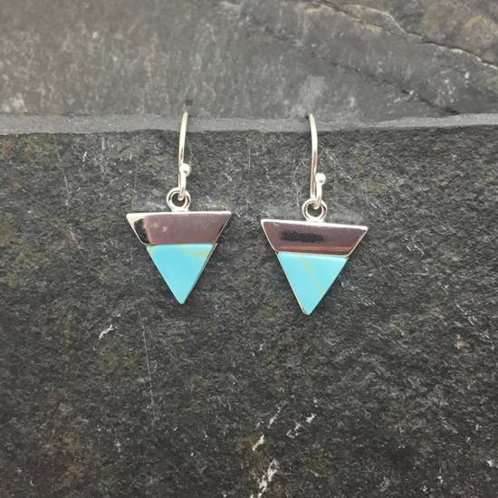 Silver Turquoise Triangle Earrings