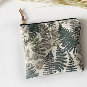 Simple zipped pouch in botanical leaves