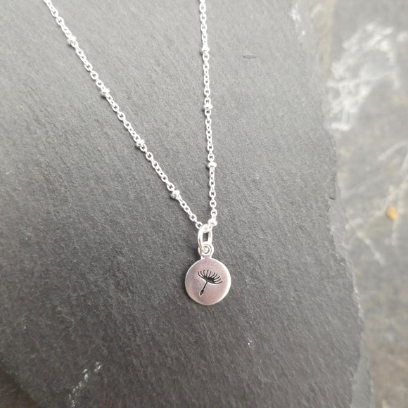 Small Silver Dandelion necklace