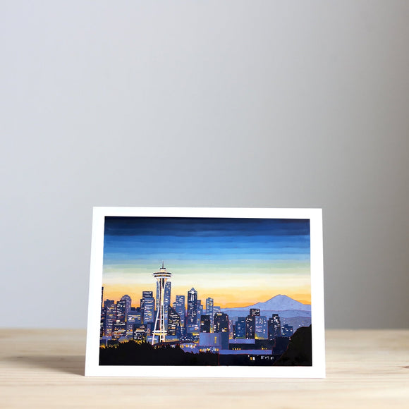 Space Needle and Mount Rainier Greeting Card