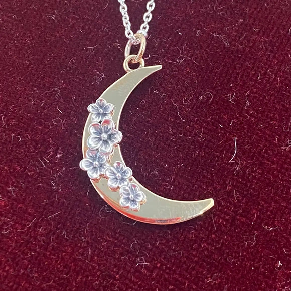 Sterling silver butterflies on bronze moon necklace