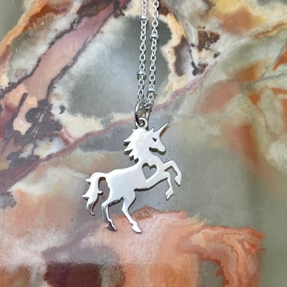 sterling silver unicorn pendant necklace