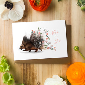 Porcupine Stuck On You | Greeting Card