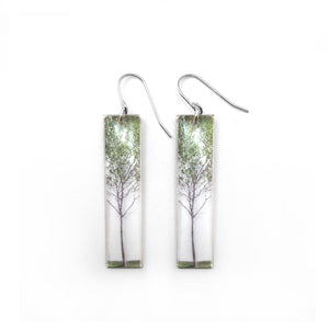 Tall Green Tree Earrings