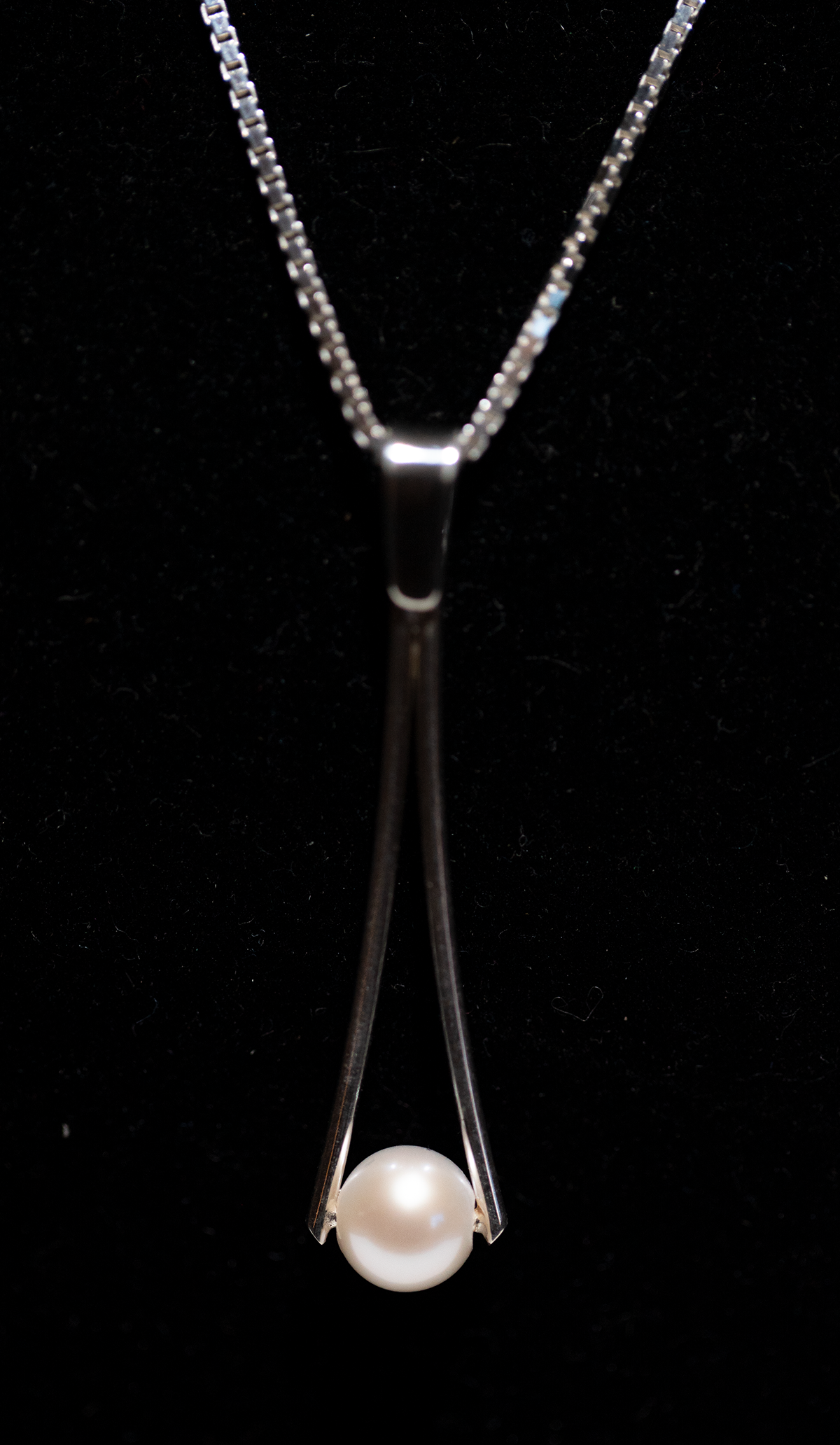 Tapered Pearl Necklace "GemDrops" - Sterling Silver