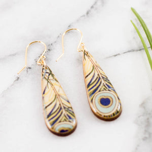 Teardrop Peacock Feather Earrings