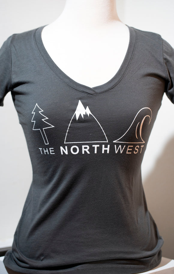 Northwest Icon Women's V-Neck T-Shirt [Grey]