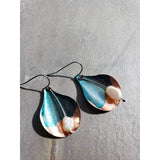 Copper Patina & Pearl Earrings