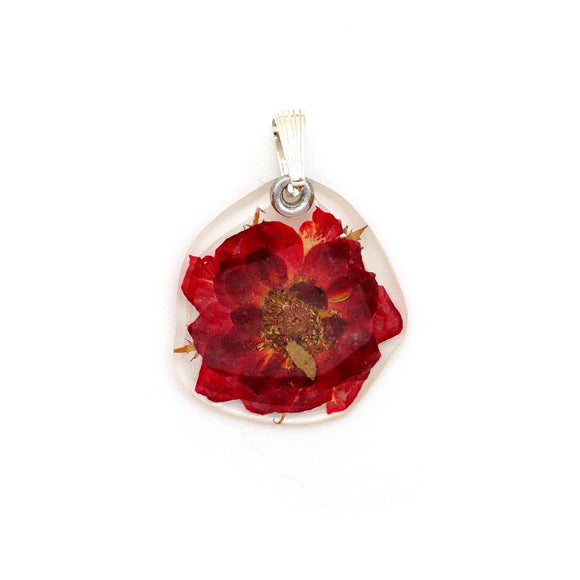 Tiny Whole Red Rose Blossom Earrings