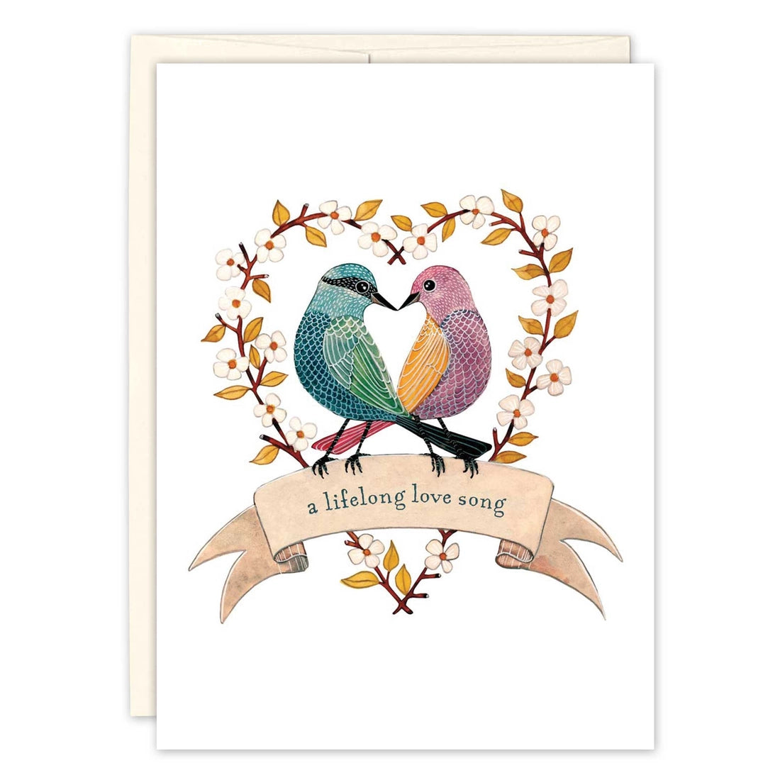 Two Birds in Heart Wedding Card