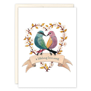 Two Birds in Heart Wedding Card