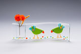 Clear Fused Glass Vase with Birds