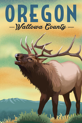 Wallowa County, Oregon - Elk - Lithograph [12x18 Print]
