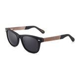 Classic Wanderer Acetate Frame Sunglasses w/ Real Wood Inlay