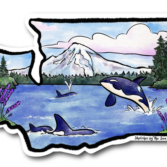 Washington State & Orcas Sticker