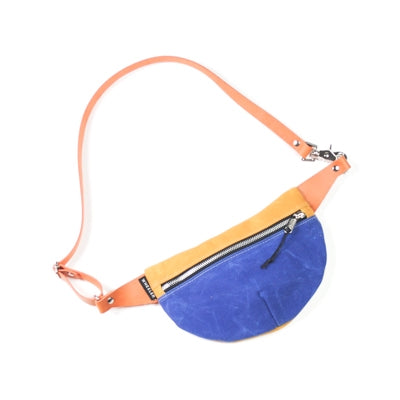 Blue/Yellow Waxed Canvas Fanny Pack