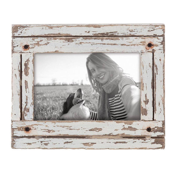 White 4x6 Inch Decorative Distressed Wood Picture Frame