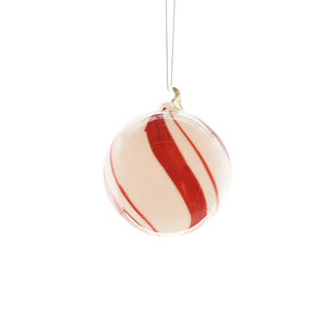 White Hanging Candy Cane Ball Ornament