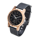 Hampton II Premium Leather Watch - Zebrawood/Black