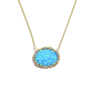 Oval Sea Opal Necklace