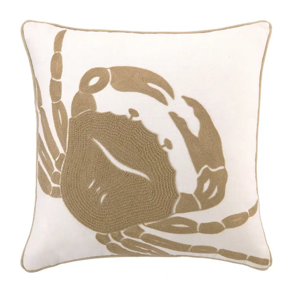 Crab Embroidered Pillow