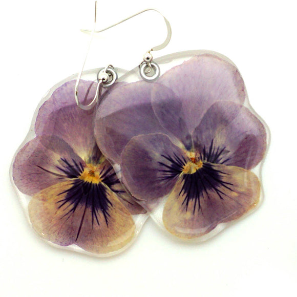 Lavender Pansy Earrings