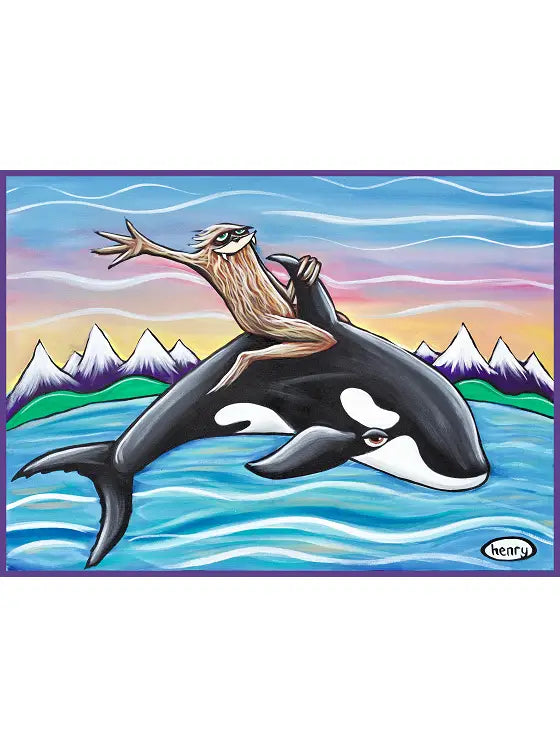 Sasquatch Riding an Orca Card
