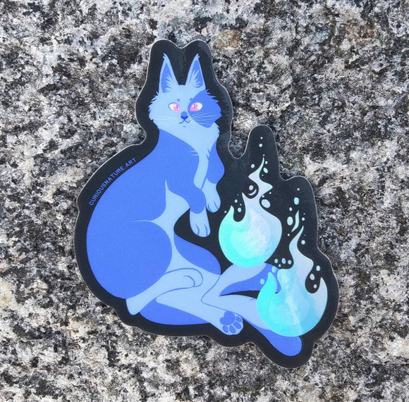 Nekomata Fire • Holographic Vinyl Sticker
