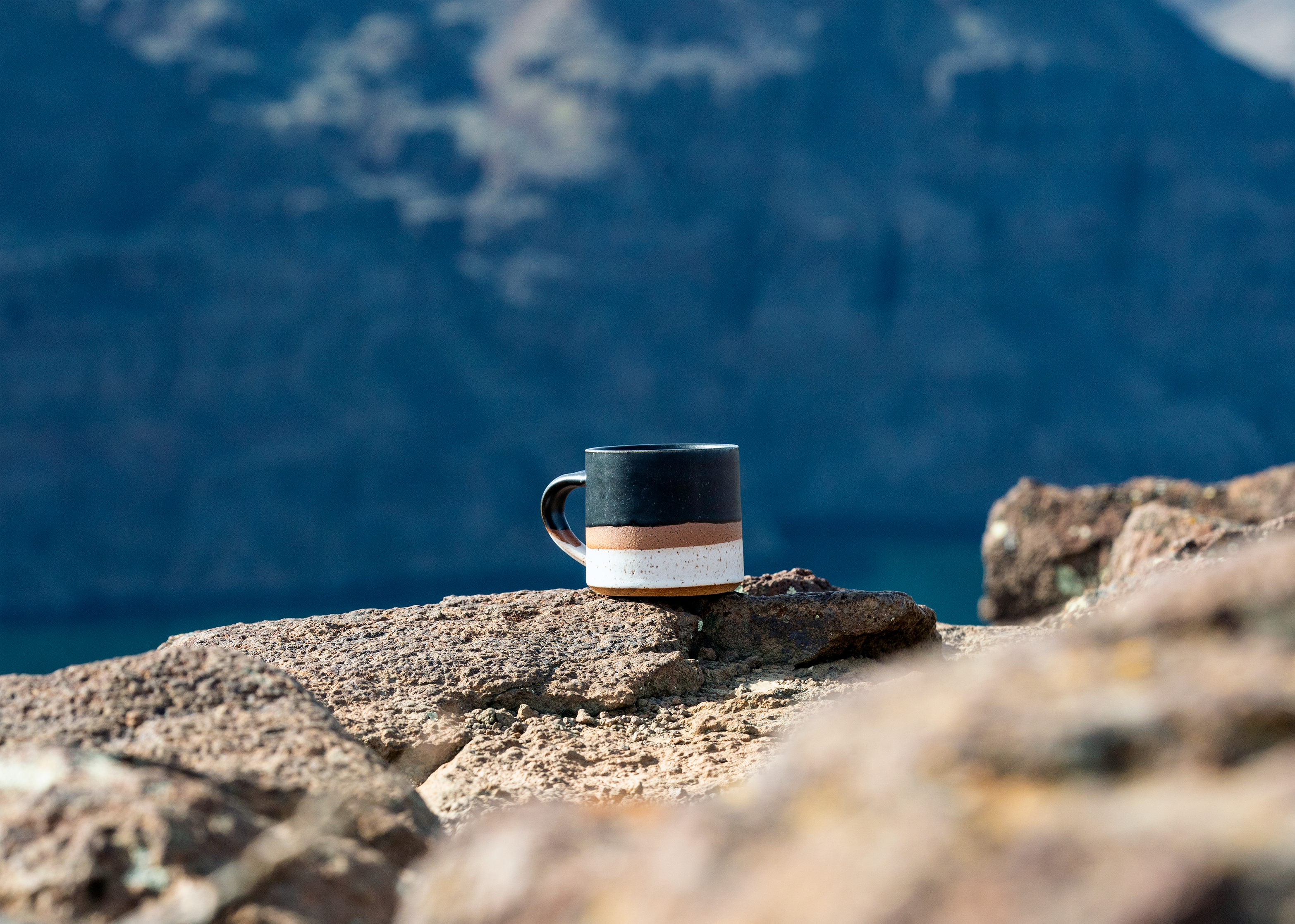 Black and White Glazed Mugs