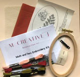 Moth and Fern - Intermediate Hand Embroidery DIY Craft Kit