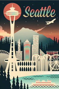 Seattle, Washington - Retro Skyline Chromatic Series