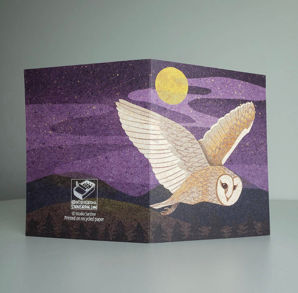 Barn Owl and Moon Blank Greeting Card