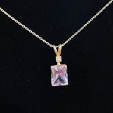 10x8mm (3ct) Radiant Emerald Cut Solitare Pendent 2.5mm CZ accent