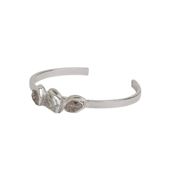 Herkimer Diamond + Sterling Silver Cuff